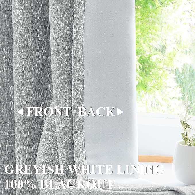 Vision Home Silver Grey Pinch Pleated Full Blackout Curtains Room Darkening Window Curtains 95 inch for Living Room Bedroom Thermal Insulated Pinch Pleat Drapes with Hooks Back Tab 2 Panel 40" Wx95 L