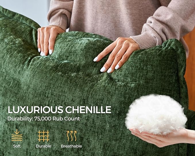Oversized Modular Sofa Comfy Cloud Couch with Storage, Extra Deep Plush Sectional Sofa Set for Living Room, Covers Washable, Chenille, Olar (Green, 6-Seater with 2 Ottomans, u-Shaped)
