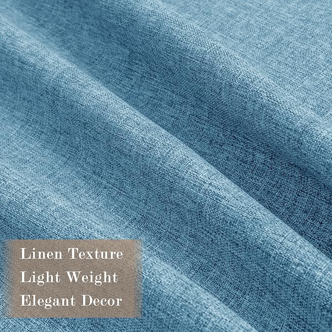 100" W x 84" L Faux Linen Room Divider Curtains, Full Blackout Pinch Pleated Drapes for Traverse Rod, Bedroom Divider Privacy Drapery with Hooks for Ceiling Track, 1 Panel, Blue
