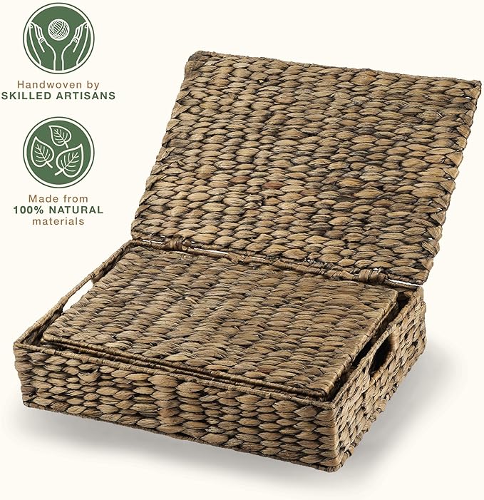 Set of 2 Decorative Storage Boxes With Lids for Home Decor, Shelves