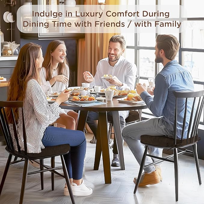Codi Dining Chair Cushions 2 Pack, Thick Chairs Pads for Indoor Kitchen Room - Washable, Non-Slip Memory Foam Seat Cushion with Ties, 16.5"x16.5"x 3.5", Set of 2, Brown