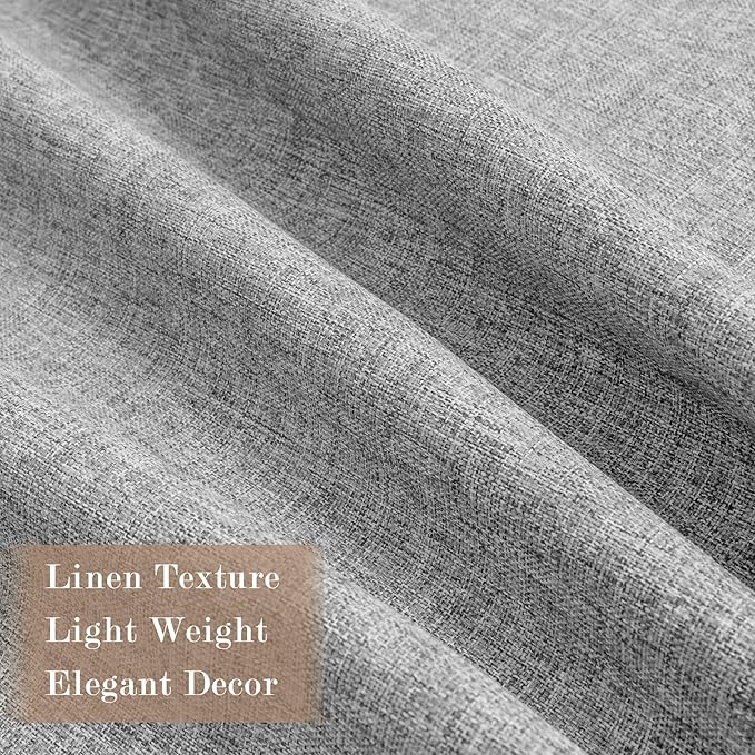 100" W x 84" L Faux Linen Room Divider Curtains, Full Blackout Pinch Pleated Drapes for Traverse Rod, Bedroom Divider Privacy Drapery with Hooks for Ceiling Track, 1 Panel, Light Grey