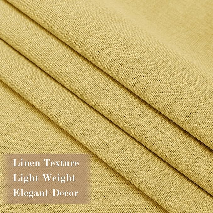 100% Blackout Linen Textured Drapes for Bedroom Pinch Pleated Curtains for Track System Portable Drapery for Sliding Glass Door/Storage/Space Room Divider, 70" Wx102 L, 1 PC, Yellow