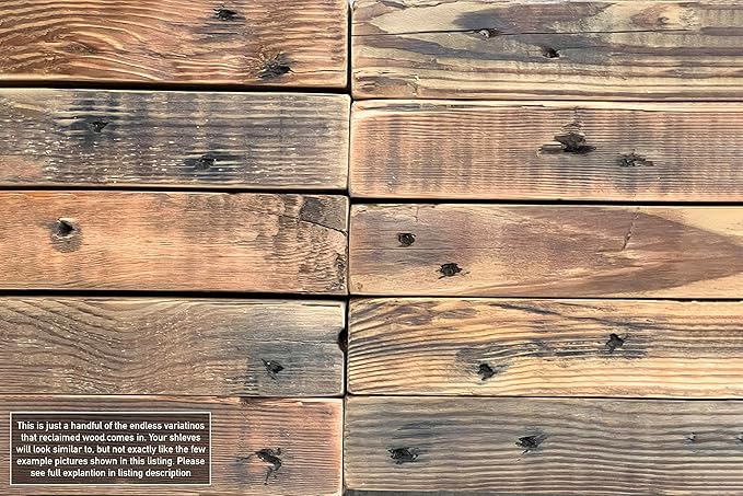 Urban Legacy Reclaimed Barn Joist Deep Floating Shelves | Deep Shelves with Low Profile Shelf Bracket with High Weight Capacity, Set of 2 (36" x 11" x 2.5", Rustic Brown)