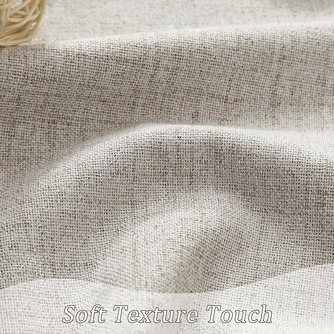 RAIN CITY Linen Beige Blackout Curtains 84 Inch Long 2 Panels,Linen Blend Aesthetic Heat and Cold Blocking Thermal Drop Cloth Traverse Curtains for Living Room Bedroom Polyester Soft Fabric 50 Wide