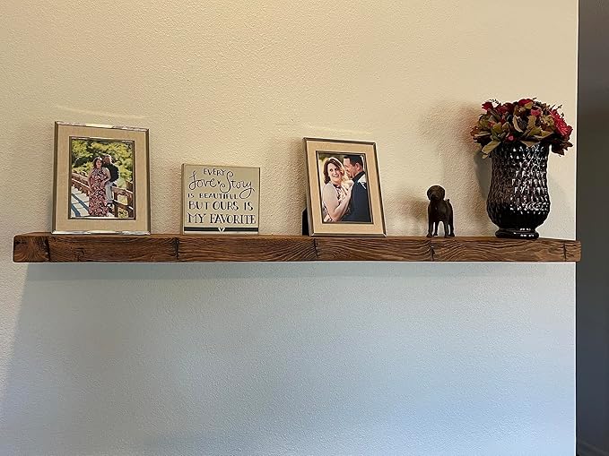 joelsantiques 72 Inch Wooden Floating Shelves for Wall - 72x9x2 in - Made of Natural Wood - Long Heavy Duty Rustic Rustic Wall Shelves for Bedroom - Perfect for Living Room, Kitchen - Medium Brown