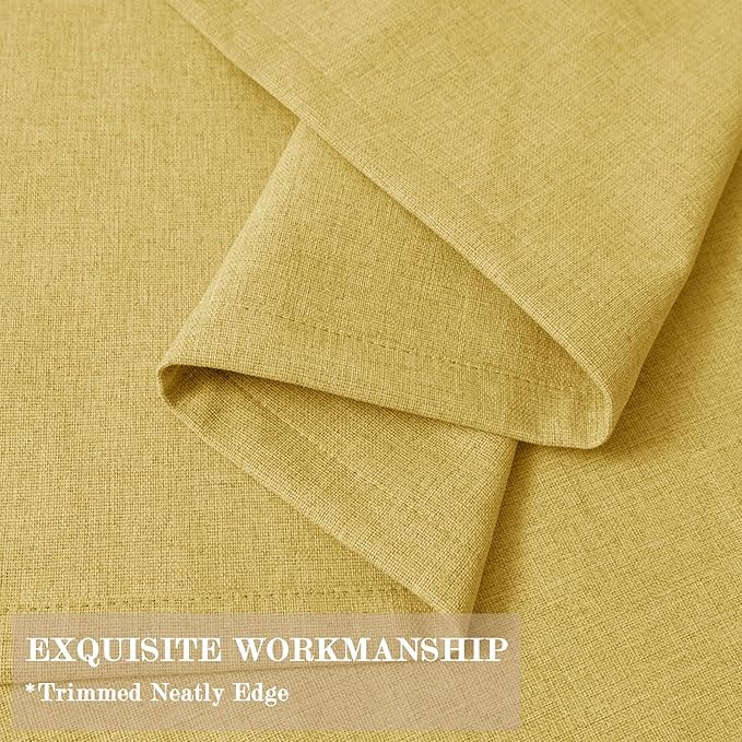 100" W x 84" L Faux Linen Room Divider Curtains, Full Blackout Pinch Pleated Drapes for Traverse Rod, Bedroom Divider Privacy Drapery with Hooks for Ceiling Track, 1 Panel, Yellow