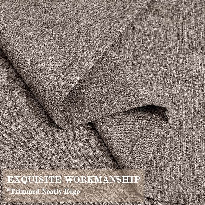 100" W x 84" L Faux Linen Room Divider Curtains, Full Blackout Pinch Pleated Drapes for Traverse Rod, Bedroom Divider Privacy Drapery with Hooks for Ceiling Track, 1 Panel, Light Coffee