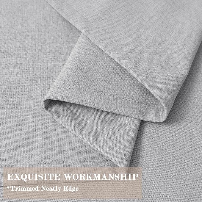 100" W x 84" L Faux Linen Room Divider Curtains, Full Blackout Pinch Pleated Drapes for Traverse Rod, Bedroom Divider Privacy Drapery with Hooks for Ceiling Track, 1 Panel, Silver Grey