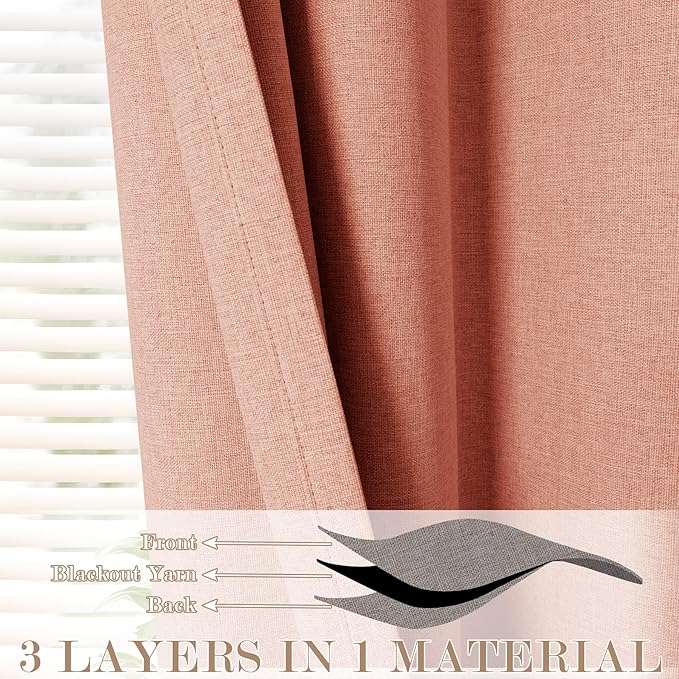 100" W x 84" L Faux Linen Room Divider Curtains, Full Blackout Pinch Pleated Drapes for Traverse Rod, Bedroom Divider Privacy Drapery with Hooks for Ceiling Track, 1 Panel, Orange