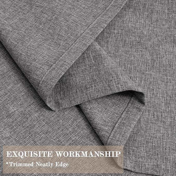 100" W x 96" L Faux Linen Room Divider Curtains, Full Blackout Pinch Pleated Drapes for Traverse Rod, Bedroom Divider Privacy Drapery with Hooks for Ceiling Track, 1 Panel, Gray