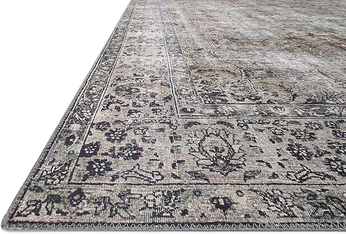 Loloi Layla Collection LAY-06 Taupe/Stone 7'-6" x 9'-6" .13" Thick Area Rug, Soft, Durable, Vintage Inspired, Distressed, Low Pile, Non-Shedding, Easy Clean, Printed, Living Room Rug