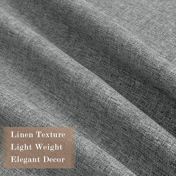 100" W x 96" L Faux Linen Room Divider Curtains, Full Blackout Pinch Pleated Drapes for Traverse Rod, Bedroom Divider Privacy Drapery with Hooks for Ceiling Track, 1 Panel, Mid Grey