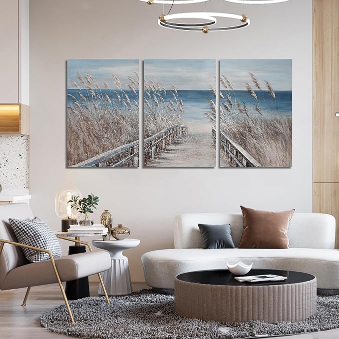 Canvas Wall Art Decor Large Wall Art Pictures for Living Room Beach Coastal Wall Art Decor Artwork for Walls Landscape Natural Wall Art Prints Art Work For Room Office Home Wall Decor 24" X 36" X 3pcs