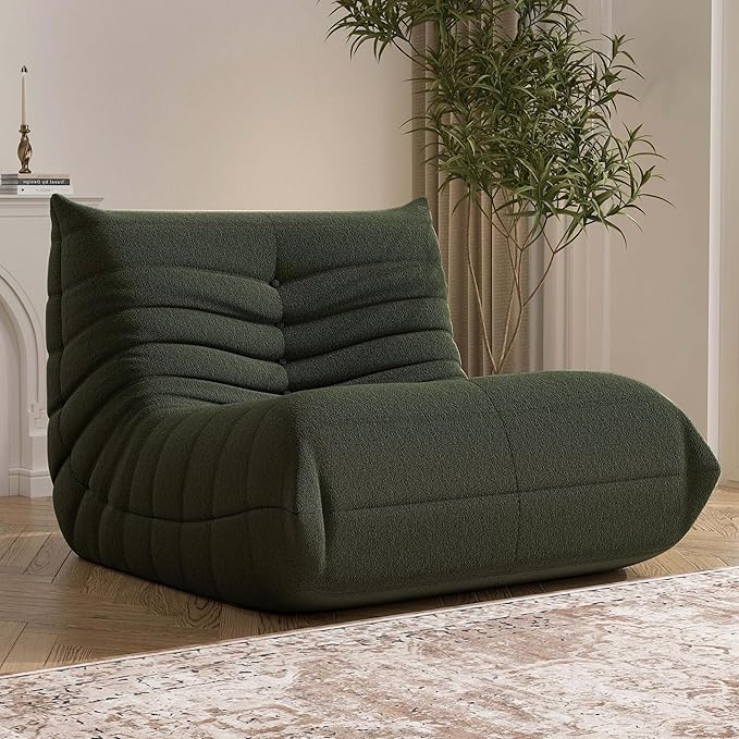 Bean Bag Chair, Fireside Chair Bean Bag Sofa Large Bean Bag Chair for Adults, Bean Bag Chairs for Teens with High Density Comfortable Foam, Memory Foam Bean Bag for Living Room, Bedroom (Green)