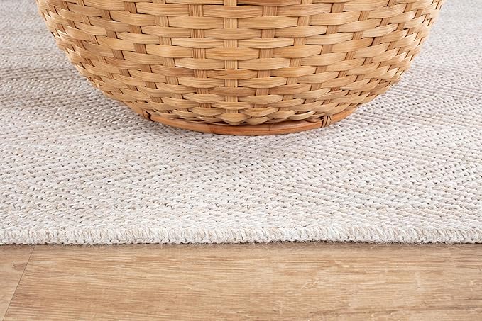 CAMILSON Easy Jute Rug 4x6, Indoor Outdoor Off-White Color Fiber Area Rugs for Living Room Patio and Kitchen Rug Herringbone Seagrass Woven Design Easy-Cleaning Washable Outside Carpet Alfombras 4 x 6