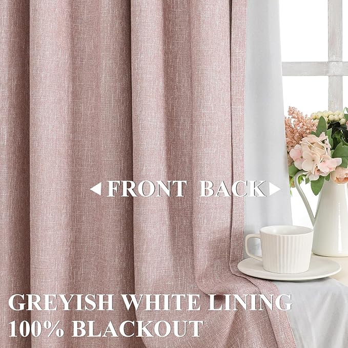 Vision Home Pink Pinch Pleated Total Blackout Curtains Room Darkening Window Panels 95 inch for Girls Bedroom Living Room Thermal Insulated Pinch Pleat Pink Drapes with Hooks Back Tab 40" Wx95 Lx2