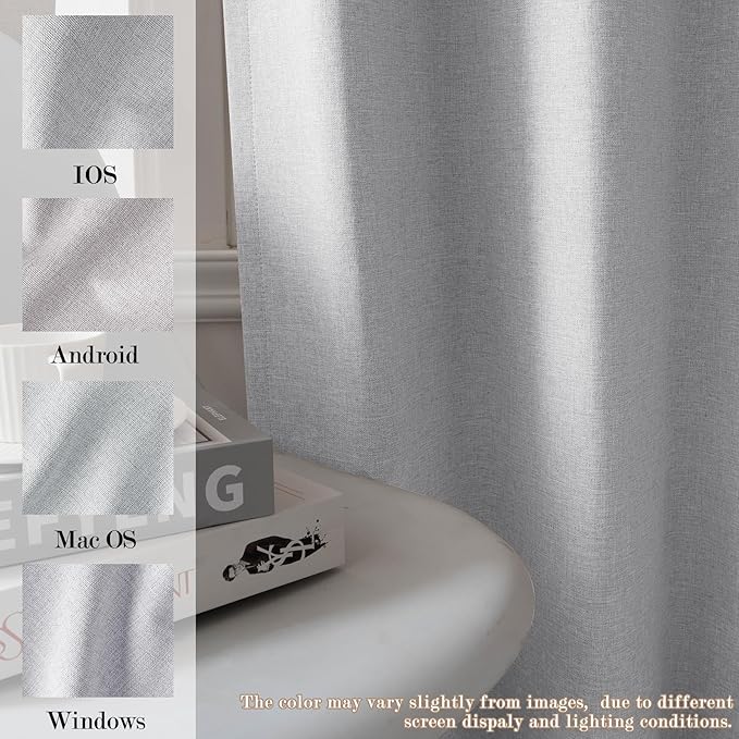 100" W x 84" L Faux Linen Room Divider Curtains, Full Blackout Pinch Pleated Drapes for Traverse Rod, Bedroom Divider Privacy Drapery with Hooks for Ceiling Track, 1 Panel, Silver Grey