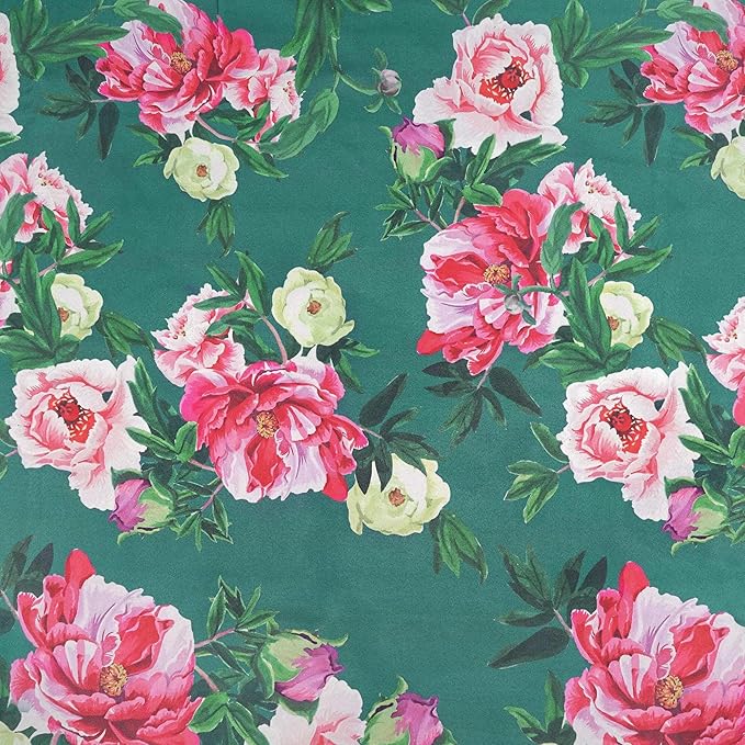 BELLEZE Modern Accent Chair, High Back Armchair, Upholstered Wingback Side Chair, Padded Single Sofa with Wooden Legs for Living Room, Bedroom - Green & Flower