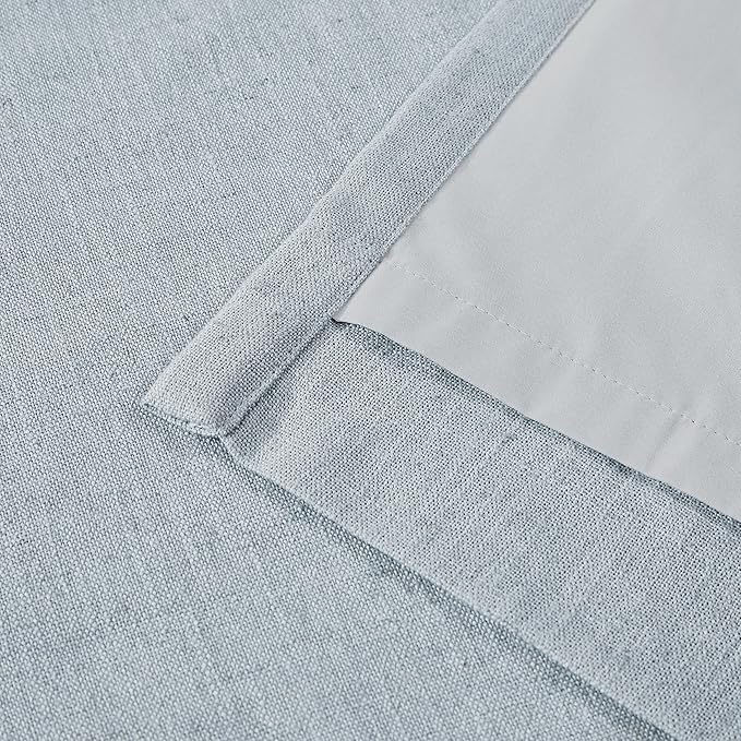 Vision Home Blue Fog Pinch Pleated Full Blackout Curtains Linen Blended Room Darkening Window Curtains 112 inch for Living Room Bedroom Thermal Insulated Pinch Pleat Drapes with Hooks 60" Wx112 Lx1