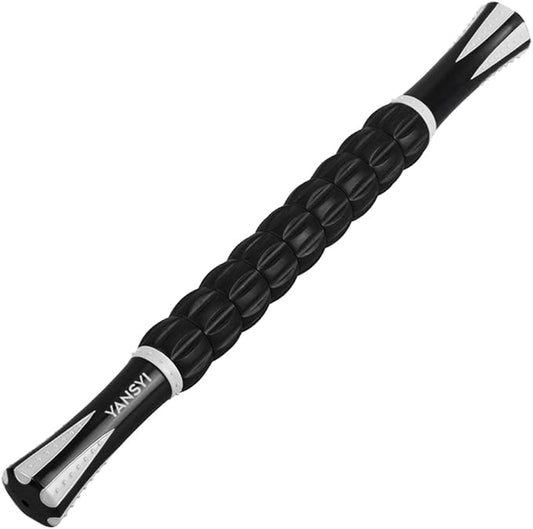 Yansyi Muscle Roller Stick for Athletes - Body Massage Roller Stick - Release Myofascial Trigger Points Reduce Muscle Soreness Tightness Leg Cramps & Back Pain for Physical Therapy & Recovery (White)