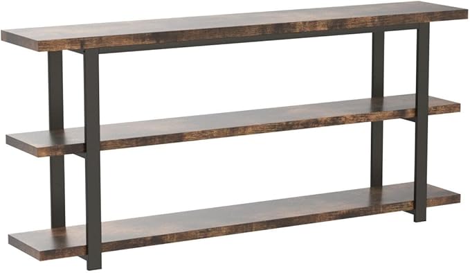 70.8 Inch Extra Long Console Table for Entryway, Narrow Hallway Table, Wood Sofa Table with 3 Tier Storage Shelves for Living Room