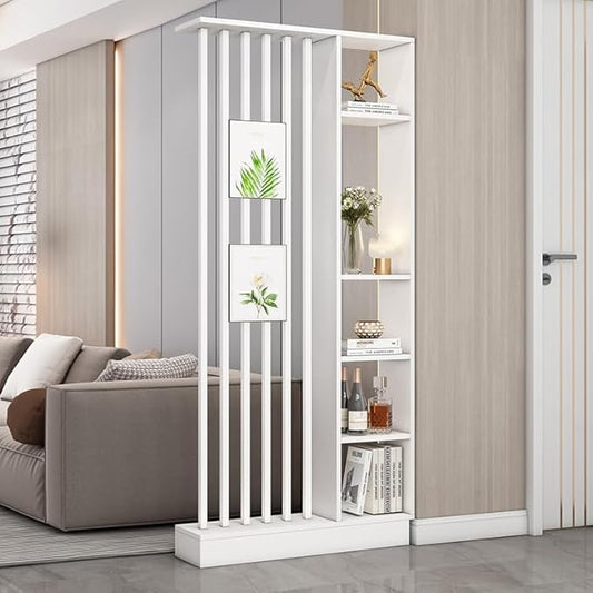 Wall Room Divider, Storage Cabinet Storage Display with Shelves, Modern Freestanding Wood Room Divider Screen, Wall Privacy Screens for Home Decorative (White,35.4" L x 9.5" W x 79.5" H)