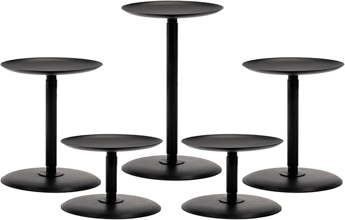 Homemory Holloween Candle Holders for Pillar Candles Set of 5 (Black)
