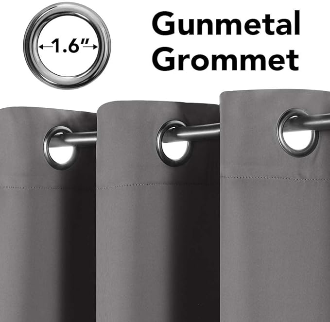 H.VERSAILTEX Solid Grey Color Thermal Insulated Blackout Curtains Metal Grommet Curtain Panels Room Darkening Window Drapes for Bedroom/Living Room 52 x 72 Inch Set of 2