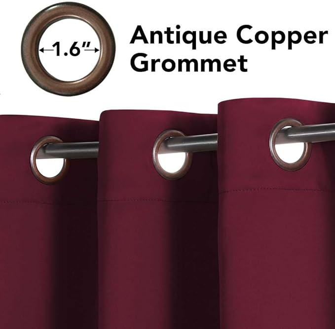 H.VERSAILTEX Curtains Ultra Sleep Well Microfiber Blackout Thermal Insulated Grommet Drapery Panels Energy Efficient Window Curtains/Drapes for Christmas (Set of 2, Burgundy, 52 x 96 Inch)