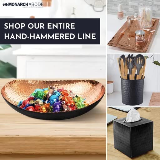 Monarch Abode Hand Hammered Decorative Bowl for Home Decor, 12.75-Inch Black and Nickel Plated – Key Bowl for Entryway Table, Catch All, Decorative Fruit Basin, Key Holder, Bowls for Home Decor