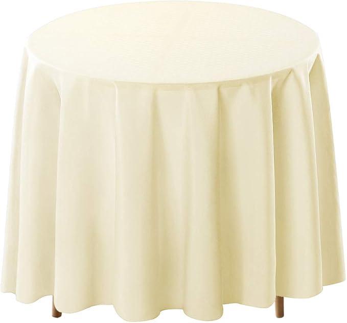 Surmente Ivory Tablecloth for Round Tables, 90-inch Round Table Cloths for Weddings, Banquets, or Restaurants
