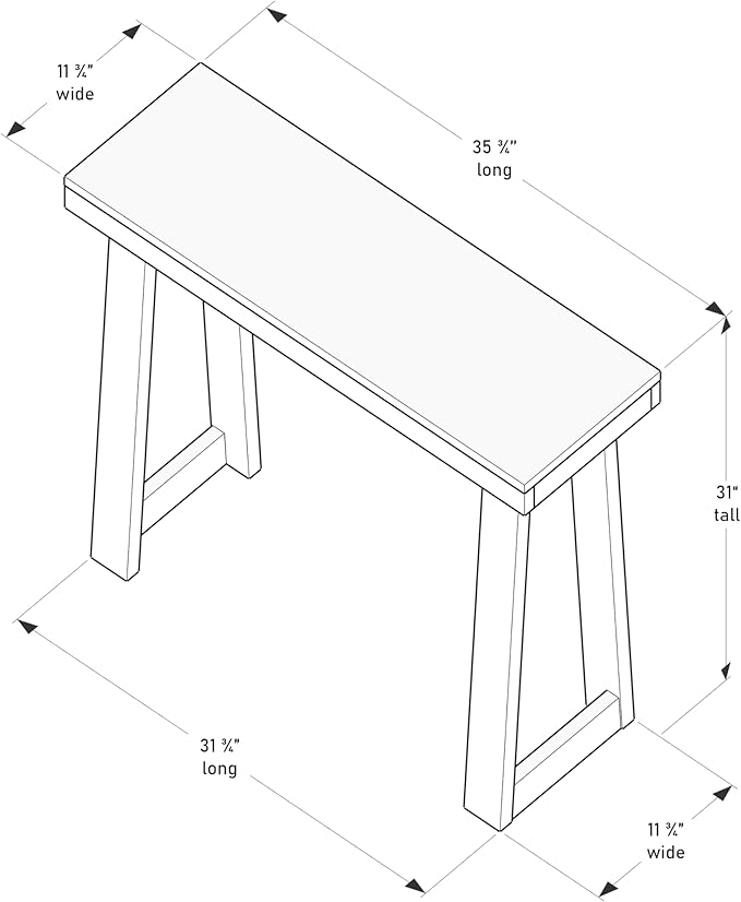 Plank+Beam Solid Wood Console Table, 36 Inch, Sofa Table, Narrow Entryway Table for Hallway, Behind The Couch, Living Room, Foyer, Easy Assembly, Seashell