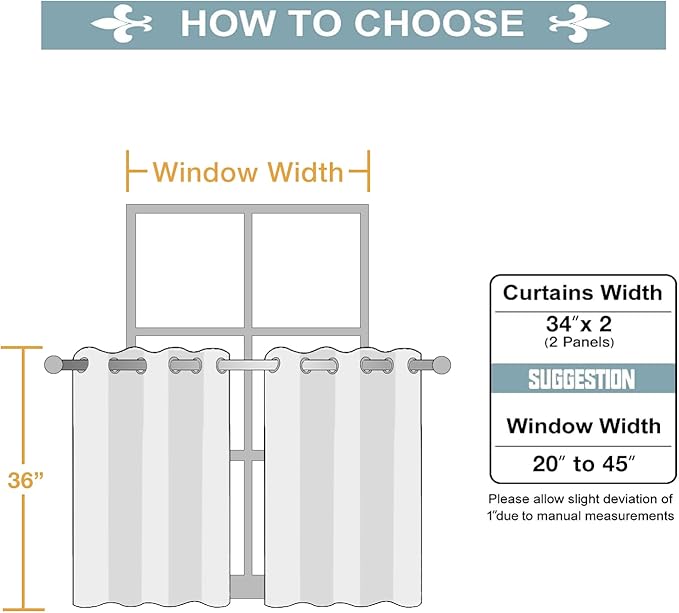 ChrisDowa Small Window Curtains for Kitchen and Bedroom - Grommet Short Thermal Insulated Room Darkening Curtains (2 Panels, Forest Green, 34 x 36 Inch)
