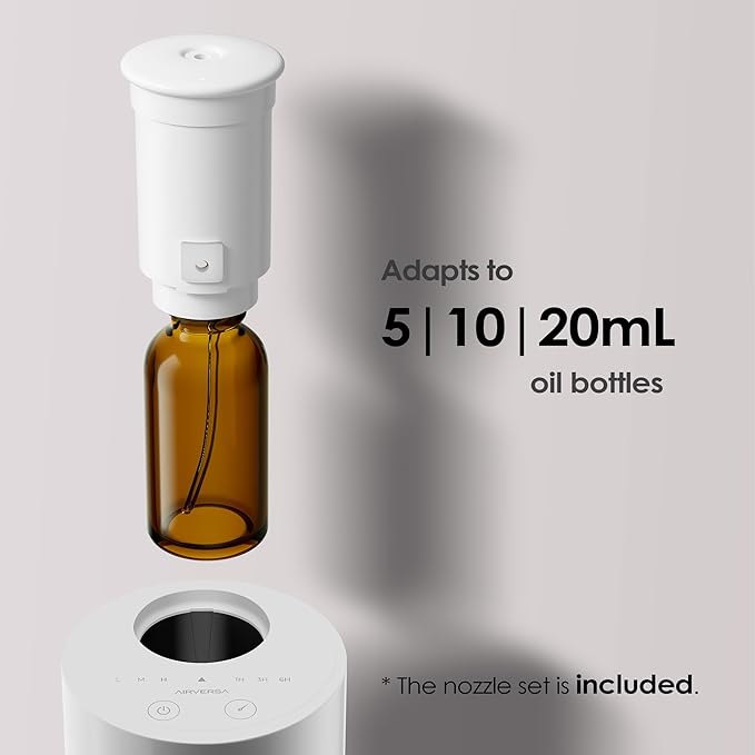 Waterless Diffuser for Essential Oil, Battery Operated Nebulizer, 0.7 Fl.Oz./ 20mL Capacity, Mini Scent Air Machine, 3 Countdown Timers & 3 Mist Levels for Home, Room, Car, Office - AN6 Cold Grey