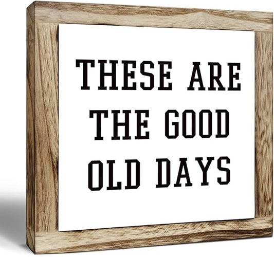Inspirational Decor, Rustic Wood Sign, These are the Good Old Days Signs, Wooden Plaques Signs Table Decoration, Living Room Family Decor, Home Decorate for Shelf, Office Decorate