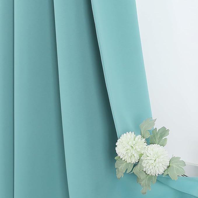 ChrisDowa Blackout Curtains 54 inches Long for Bedroom - 2 Panels Set Grommet Thermal Insulated Room Darkening Curtains for Living Room (Aqua, 52 x 54 Inch)