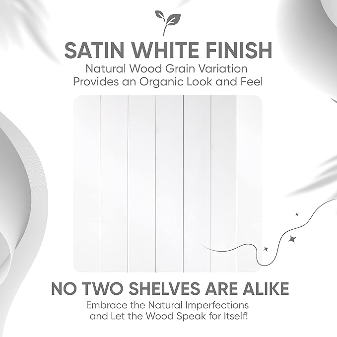 Homeforia White Floating Shelves 24 inch, High End Solid Real Wood 24inch Bathroom Floating Shelf for Wall Mounted, White Wooden 24in Floating Shelves, Heavy Duty Bracket, 24 X 6.5 X 1.75 in, Set of 3