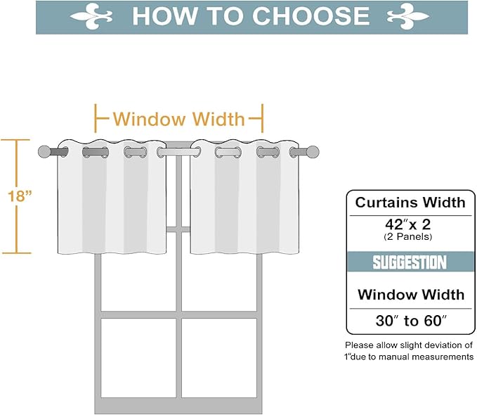 ChrisDowa Small Kitchen Valances for Windows - Grommet Short Thermal Insulated Room Darkening Window Valances Curtains for Living Room (2 Panels, Teal, 42 x 18 Inch)