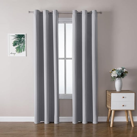 ChrisDowa Blackout Curtains 72 inches Long for Bedroom - 2 Panels Set Grommet Thermal Insulated Room Darkening Curtains for Living Room (Light Grey, 42 x 72 Inch)