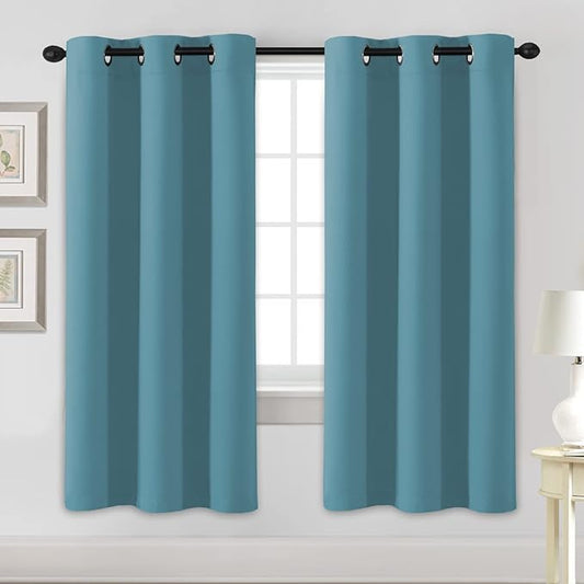 H.VERSAILTEX Blackout Curtains for Bedroom Thermal Insulated Room Darkening Living Room Curtains 72 Inch Long Grommet Privacy Protection Window Curtain Panels/Drapes for Nursery, 2 Panels, Storm Blue