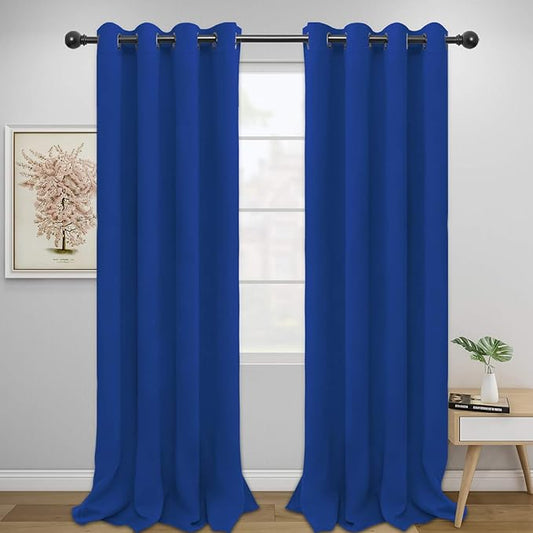 Easy-Going Blackout Curtains for Bedroom, Solid Thermal Insulated Grommet and Noise Reduction Window Drapes, Room Darkening Curtains for Living Room, 2 Panels (52x96 in,Classic Blue)