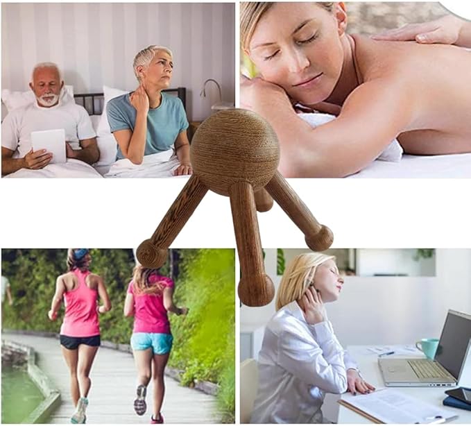 Wooden Trigger Point Massage Tool,Spider Shape 5 Legs Massager,Scalp Massager Scraping Tool for Back,Neck,Shoulder and More