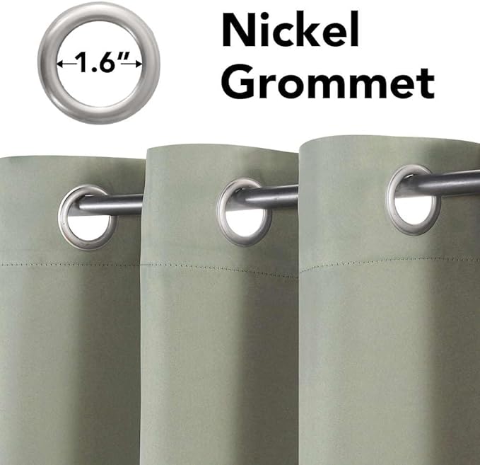H.VERSAILTEX Bedroom Curtains Blackout Thermal Insulated Room Darkening Window Treatment Extra Long Curtains/Drapes,Triple Weave Energy Saving Grommet Panels (Set of 2,52 by 108 - Inch,Light Sage)