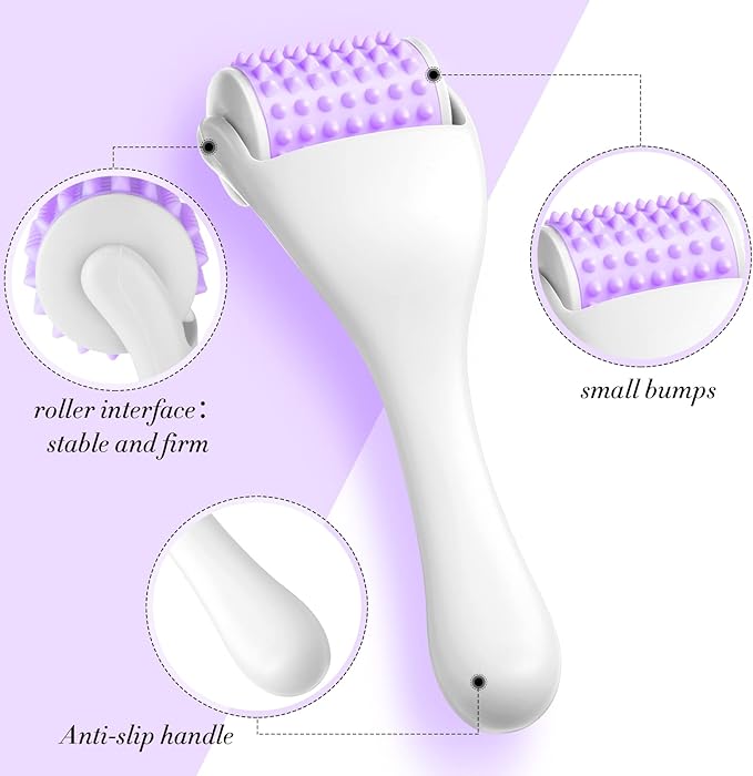 Tondiamo 2 Pcs Muscle Roller Stick Fascia Body Cellulite Face Massage Manual Tools for Muscles Relief Neck Arm Back Leg Deep Trigger Points Release (Purple), 1.0 Count