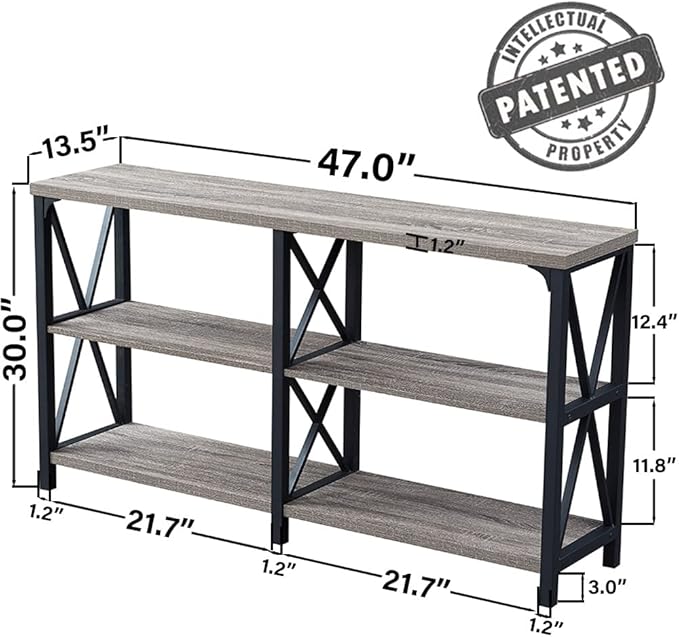LVB Farmhouse Sofa Table, Rustic Console Table for Living Room, Entryway Table with Storage, Hallway Entry Table for Foyer, Light Grey Oak, 47 Inch