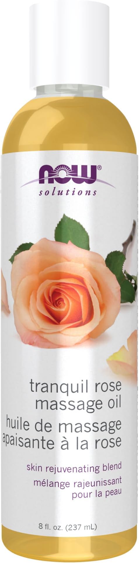 NOW Foods Solutions, Tranquil Rose Massage Oil, Body Moisturizer for Dry Sensitive Skin, Promotes Healthy-Looking Skin, 8-Ounce