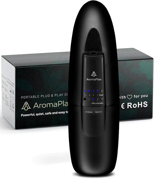 AROMAPLAN Authentic Plug in Waterless Diffuser - Up to 500 Sq. FT Coverage - Nanotechnology Plug in Oil Diffuser for Essential Oils -for Home and Office - Wall Silent & Waterless Oil Diffuser (Black)