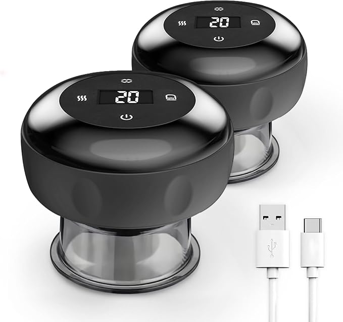 Smart Cupping Therapy Massager 2 Set, 4 in 1 Electric Cupping Massager Device, Smart Cupper Relieves Muscle Soreness, Improves Blood Circulation and Speeds Up Recovery After Exercise (Black)