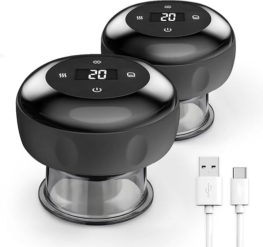 Smart Cupping Therapy Massager 2 Set, 4 in 1 Electric Cupping Massager Device, Smart Cupper Relieves Muscle Soreness, Improves Blood Circulation and Speeds Up Recovery After Exercise (Black)